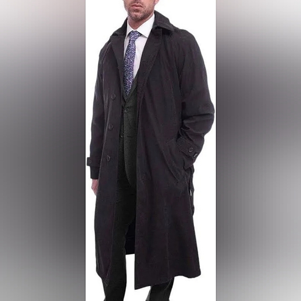 CIANNI CELLINI Gentlemen's Water Resistant Raincoat-Size 38L-Matte Black